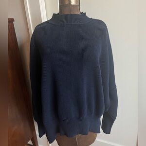Navy Cotton Ribbed Sweater